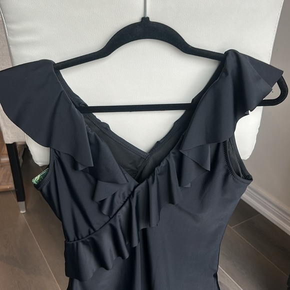 Blooming Jelly Black Ruffle VNeck Tummy Control Slimming One Piece Bathing Suit - Picture 12 of 16